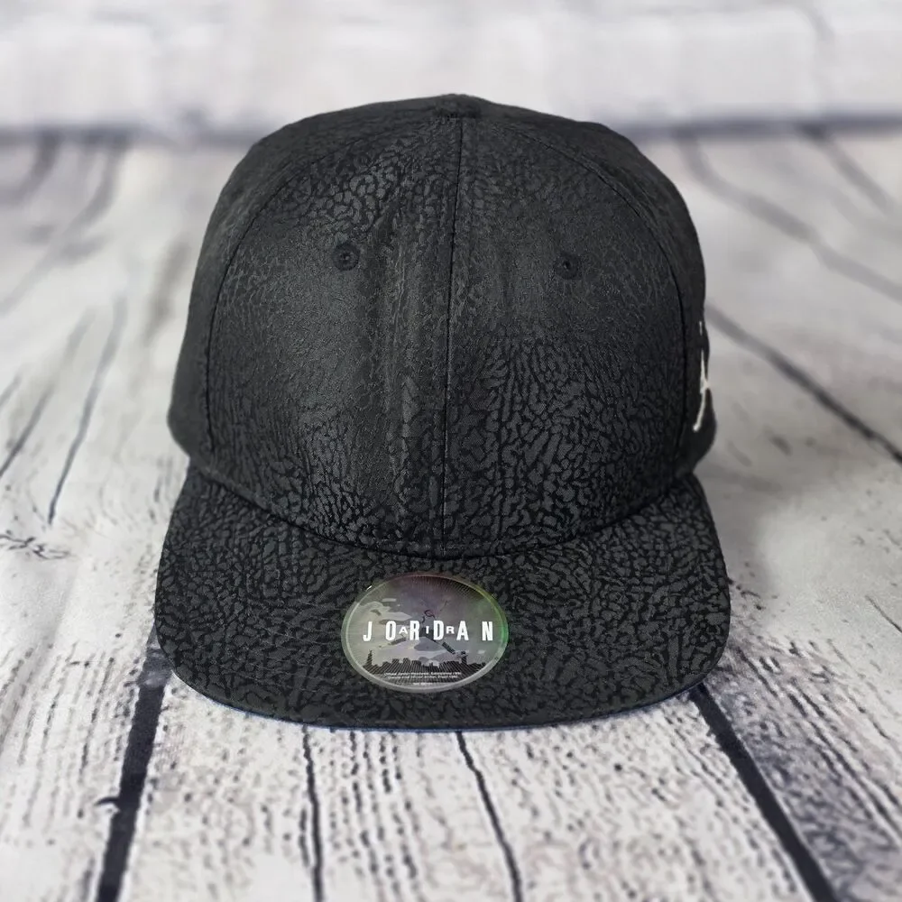 Air Jordan True OG Cement Elephant Jumpman Hat Snapback Cap Men Black